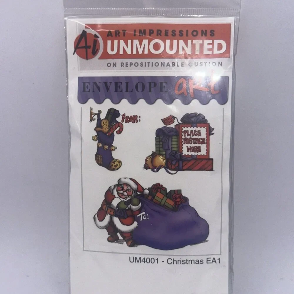 Art Impressions Christmas Stamp Set Envelope Art UM4001 EA1 Santa Postage to